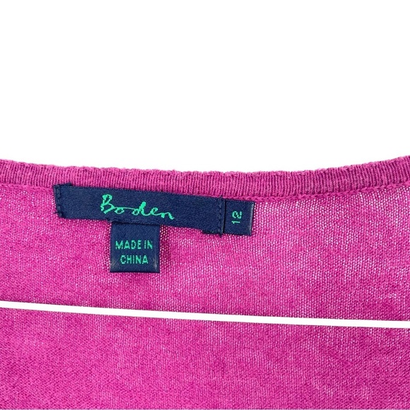 BODEN Linen Button Up Short Sleeve Scoop Neck Rolled Cuff - Picture 5 of 6